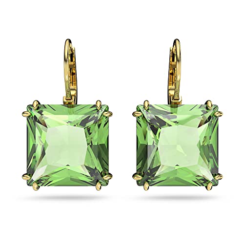 Swarovski Orecchini Pendenti Millenia, Taglio Squadrato, Verdi, Placcato Color Oro