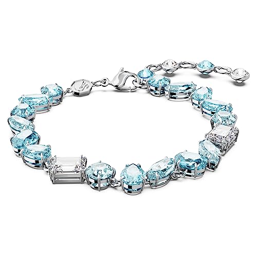 Swarovski Gema Braccialetto, Con Cristalliswarovski A Taglio Misto, Chiusura A Moschettone, Placcatura In Tonalità Rodio, Blu