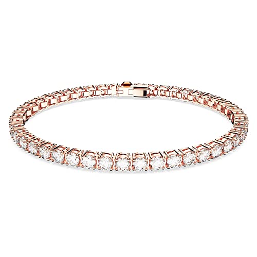Swarovski Matrix Braccialetto Tennis, Con Zirconiaswarovski A Taglio Tondo, Placcato In Tonalità Oro Rosa, Taglia M, Rosa