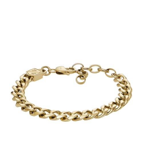 Fossil Bracciale Da Uomo, Acciaio Inossidabile, L: 215 Mm, L: 8.7 Mm, D'Oro