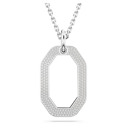 Swarovski Dextera Collana Pendente, Con Pavé Di Cristalli Swarovski, Forma Ottagonale, Placcata In Tonalità Rodio, Bianco