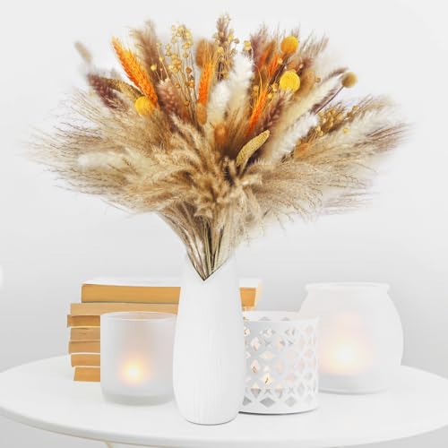 100 Pezzi Fiori Secchi Decorativi, Sosayet Erba Della Pampas Decorative 40-44 Cm, Erba Di Pampa Essiccata Naturale Per Matrimoni, Feste, Decorazioni B