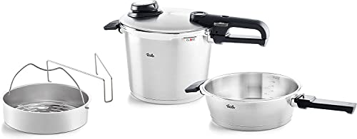 Fissler , Set Da 4 Pezzi Con Pentola A Pressione Vitavit Premium Capienza 6 L , Diametro 22 Cm, Con Padella A Cottura Rapida 2.5 L , Diametro 22 Cm, C