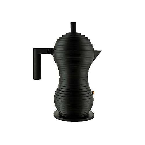 Alessi Pulcina Mdl02/6 Bb Caffettiera Espresso Di Design, In Fusione Di Alluminio Con Manico E Pomolo In Pa, 6 Tazze, Nero