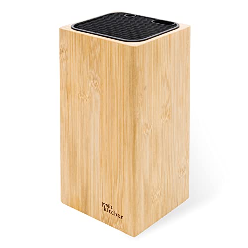 Joejis Porta Coltelli Cucina Con Fessure Per Forbici E Asta Di Affilatura Ceppo Coltelli Universale In Bambù Ceppo Coltelli Legno Facile Da Pulire Sen