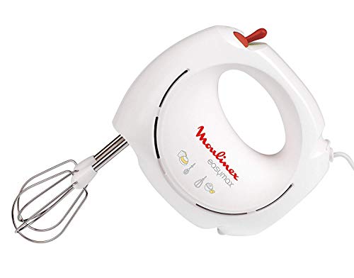 Moulinex Easy Max Abm11A Easymax Sbattitore A 2 Velocità Con 2 Set Di Fruste, Montatura A Neve Degli Albumi, 200 W, 1 Decibel, Plastica, Rosso/Bianco