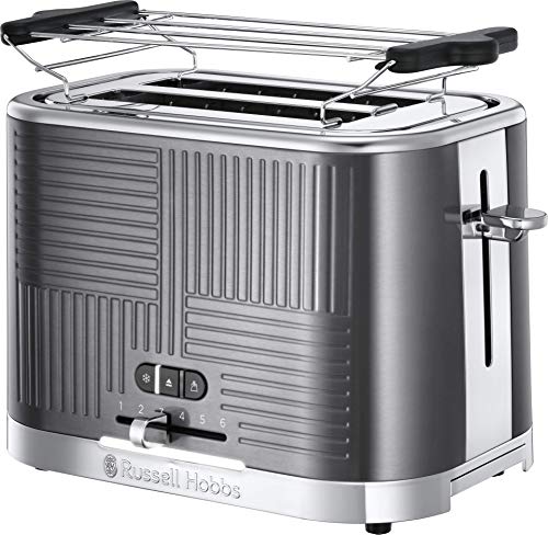 Russell Hobbs Tostapane, Scaldapanini, Toast Farciti, 2 Fette Diversa Dimensione, Funzione Lift & Look, Riscalda E Scongela, Geo Steel 25250-56