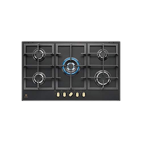Electrolux Kgs 9536 Rn - Piano Cottura A Gas, Finitura Ghisa Nera, Manico In Bronzo 90 Cm