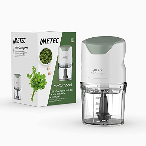 Imetec Tritacompact Tritatutto, Lame In Acciaio Inox, Capienza Contenitore 400 Ml, Funzionamento A Pressione, Compatto, 350 W
