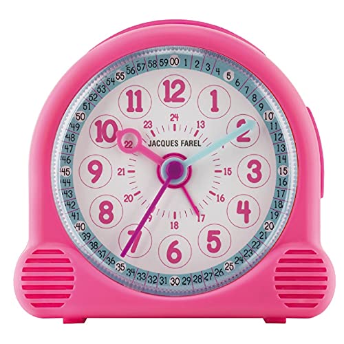 Jacques Farel, Sveglia Analogica Al Quarzo Happy Learning Acl 01, Per Bambina, Senza Ticchettio, Funzione Snooze, Colore Rosa