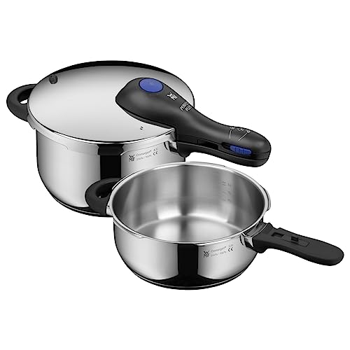 Wmf Perfect Plus - Set Di Pentole A Pressione A Induzione, 2 Pezzi, 4,5 L + 3 L, Grande Segnale Di Cottura, 2 Livelli Di Cottura, Manico Con Coperchio