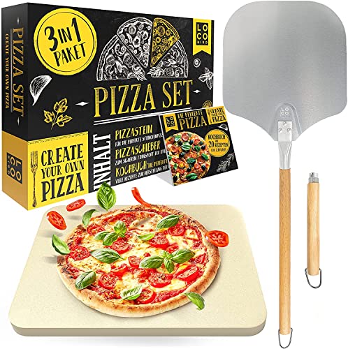 Loco Bird, Pietra Per Pizza Forno E Barbecue A Gas, Con Pala Set Da 3 Pezzi, Rettangolare In Cordierite, Pizze Gustose Come Fatte Italia, Libro Di Ric