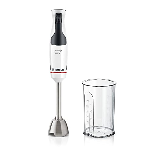 Bosch Ergomaster Serie 4, Frullatore A Immersione, Motore Da 600 Watt, Regolazione Dinamica Della Velocità, Sistema Quattroblade, Accessori Inclusi, B