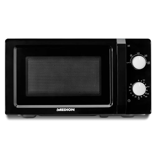 Medion Microonde (20 Litri, 700 Watt, Piccolo Compatto E Salvaspazio, 5 Livelli Di Microonde, Funzione Scongelamento, Funzione Timer, Md11475) Nero