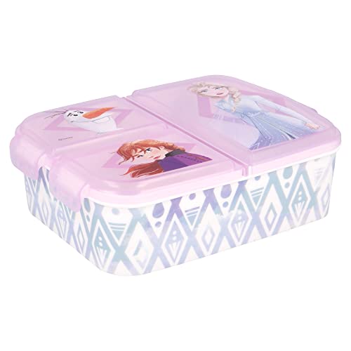 Sandwich Box Bambine Disney Frozen Con 3 Scomparti, In Plastica Senza Bpa, Lavabile E Riutilizzabile, Non Adatta A Lavastoviglie E Microonde