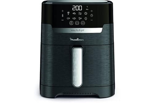 Moulinex Easy Fry & Grill, Friggitrice Ad Aria 2 In 1, 4,2 Litri, Acciaio Inox, Friggitrice Senza Olio Con Griglia, Display Digitale Touch, 8 Programm