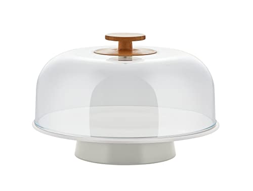 Alessi Bg06 Wg Alzata Di Design, Porcellana,Pmma,Legno Di Bambù, Grigio Caldo