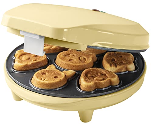 Bestron Waffle Maker Con Motivi Di Animali, Piastra Per Waffle Mini Biscotti A Cialda, Indicatoro Luminso & Rivestimento Antiaderente, 700 Watt, Color