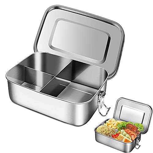 Weiwuxian Prova Perdite Lunch Box, Lunch Box Acciaio Inossidabile, Lunch Box Facile Pulire, Contenitore Per Alimentia Con Anello Di Tenuta E 3 Scompar