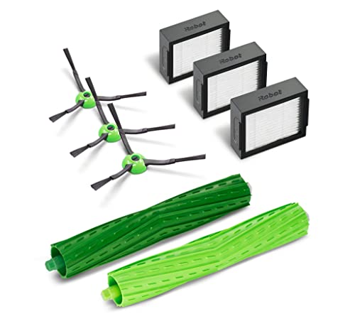 Irobot 3 Filtri High Efficiency, 3 Spazzole Puliscibordi, 1 Set In Gomma Multi-Superficie, Parti Originali, Plastica, Verde, Compatibile Roomba Serie