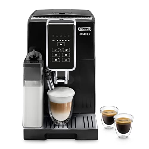 De'Longhi Dinamica Perfetto Ecam350.55.B, Macchina Da Caffè Automatica, Chicchi Macinati Al Momento, Caraffa Montalatte Automatica, 4 Bevande One Touc