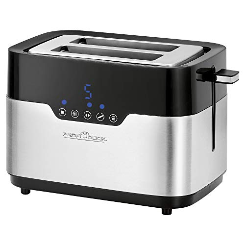 Proficook Pc-Ta 1170 Tostapane A 2 Dischi, Sensor Touch, Portapane, Cassetto Delle Briciole, Funzione Di Centraggio, Spazio Salvaspazio, 7 Livelli Di