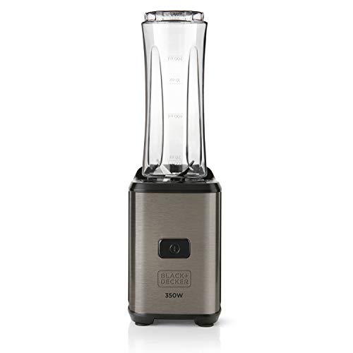 Black+Decker Bxjba350E Frullatore Con Caraffa Portatile, 300 W, 600 Milliliters, Acciaio Inox, Grigio