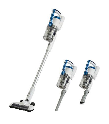 Amazon Basics - Aspirapolvere Senza Fili 2 In 1 Con Motore Bldc Da 350W, Filtro Hepa E Batteria Ricaricabile, 0.7L, Bianco E Blu