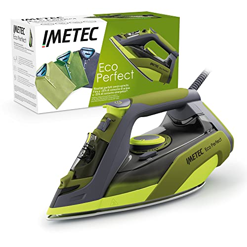 Imetec Eco Perfect - Ferro Da Stiro A Vapore - Risultati Ottimi Con -35% Consumo Di Acqua E -25% Consumo Energetico - Piastra Con Rivestimento Pro Cer
