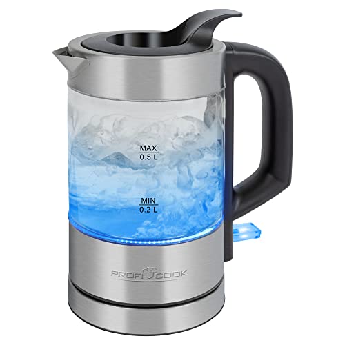 Proficook Pc-Wks 1228 Bollitore, Acciaio Inox, 0,5 Litri Mini Bollitore, Bollitore Per Il Tè Bollitore Da Viaggio Piccolo/Bollitore D'Acqua Piccolo Id