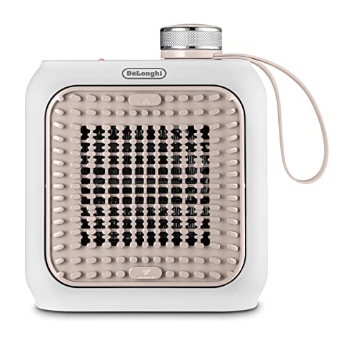 De'Longhi Capsule Desk, Termoventilatore Ceramica, Mini Termoventilatore Silenzioso, Design Funzionale, Portatile E Ideale Su Scrivania, 350W, Rosa Ci