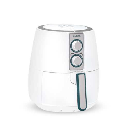Kubo Friggitrice Senza Olio Da 2,5 Litri, Friggitrice Ad Aria, 1500 W, Temperatura Regolabile, Timer, Bianca, 17,8 X 23,4 X 24,8 Cm