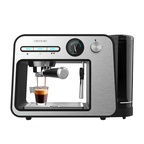 Cecotec Macchina Per Caffè Espresso Power Espresso 20 Square Pro 1450 W, 20 Bar, Thermoblock, Vaporizzatore, 2 Tazze Di Caffè, Serbatoio Acqua Rimovib