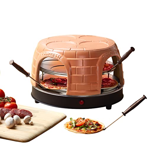 Emerio Pizzarette Po-116124.1 - Forno Per Pizza, Realizzato A Mano, In Terracotta, Design Brevettato Per Mini Pizza, Vero Divertimento In Famiglia Per