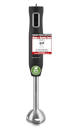 Emerio Edelstahl-Stabmixer Miscelatore A Mano, 250 W, 0 Decibel, Acciaio Inossidabile, Nero