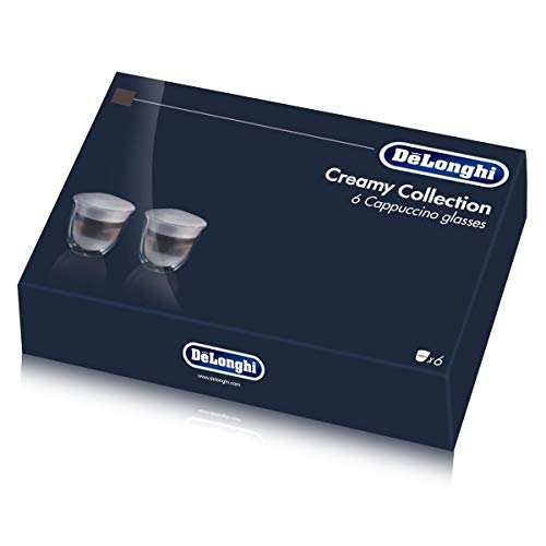 De'Longhi Bicchieri Da Cappuccino Ed Espresso, Tazze Di Vetro A Doppia Parete, Vetro Borosilicato, Mantiene Il Calore, Senza Condensa, Capacità 190 Ml