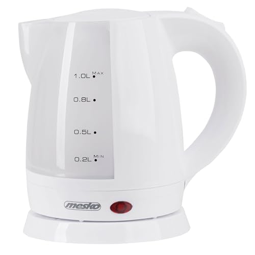 Mesko Ms1276 Bollitore Elettrico 1 Litro, Senza Fili, Senza Bpa, Teiera Elettrica Piccola Senza Cavo, Spegnimento Automatico, Base 360º, Filtro Antica