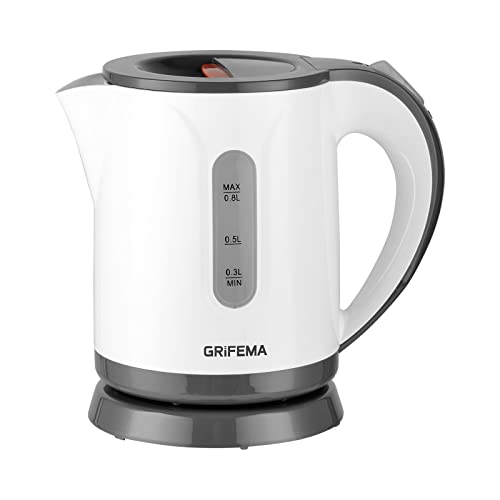 Grifema Gc1001, Bollitore Elettrico 1100 W /0.8 Litri, Con Filtro Anticalcare E Spegnimento Automatico Bollitore Acqua, Plastica Con Base Di Rotazione