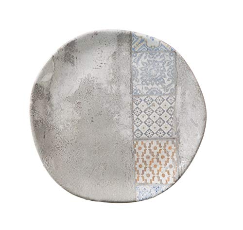 H&H Set 12 Piatti Frutta Malaga In Stoneware Decorato Cm 20