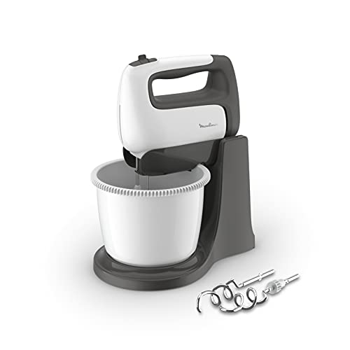 Moulinex Hm4641 Prep'Mix+ Sbattitore Elettrico, Con Fruste E Ganci Impastatori In Acciaio Inox Per Mescolare, Sbattere E Montare, Recipiente Autorotan