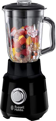 Russell Hobbs Frullatore, Lama 4 Punte, 650 W, 1.5 L, 2 Velocità + Funzione Pulse, Lame Rimovibili Per Pulizia, Acciaio Inox, Texture Plus Nero 24722-