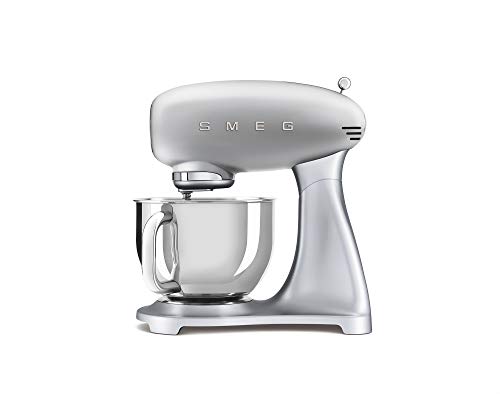 Smeg, Impastatrice Planetaria Smf02Sveu, 10 Velocità, Smooth Start, Ciotola Da 4,8 L, Sicurezza Blocco Motore, Frusta Filo, Frusta Piatta, Gancio E Co