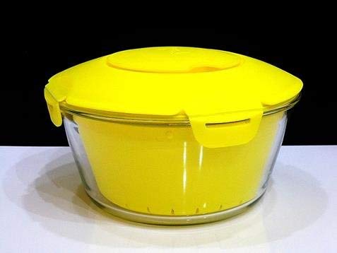 Pasabahce 4995817 Cuociriso Microonde Zest In Vetro, Con Cestello In Plastica E Coperchio In Materiale Antiscivolo, Blu, Lt 2.2