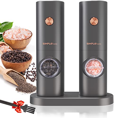 Simpletaste Macina Sale E Pepe Elettrico Con Supporto E Spazzola Per La Pulizia Nero [2 Pezzi]