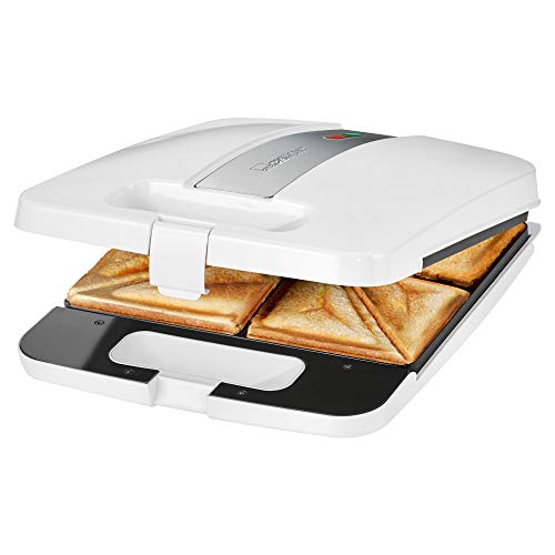 Clatronic St 3629 Sandwich Maker, Tostapane Elettrico Per Sandwich, 4 Fette, Piastre Triangolari Per Sandwich (Con Rivestimento Antiaderente), Control