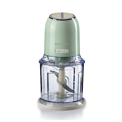 Ariete Tritatutto Vintage 438, Tritaverdure E Tritaghiaccio Elettrico Con 2 Velocità, 4 Lame In Acciaio Inox, Piedini Antiscivolo, 600 Ml, 400W, Verde