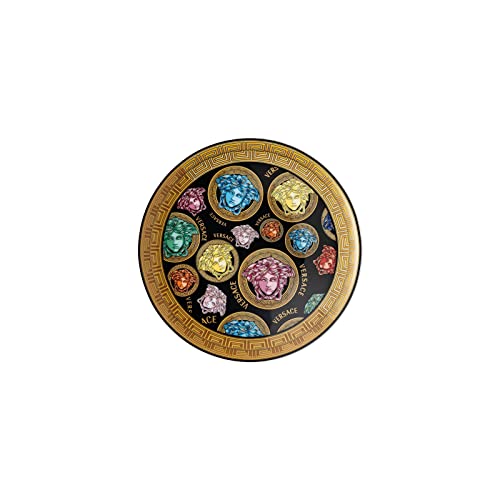 Versace - Amplified Piatto Piano Decorativo 17Cm Medusa Nero Oro Porcellana