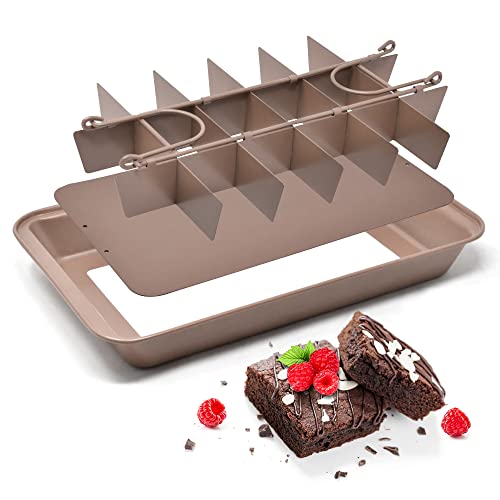 Joeji'S Kitchen Brownie Pan Antiaderente Con Divisorio - Taglierina Per Brownies Al Cioccolato Da 18 Pezzi - Stampo Teglia Rettangolare 31 X 20 Cm