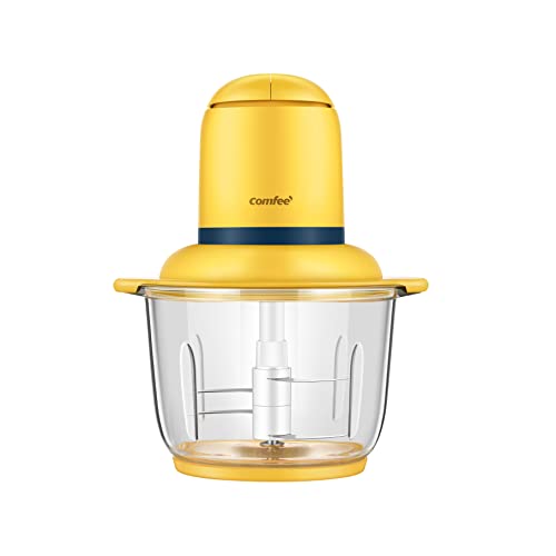 Comfee Mj-Fm4001W Tritatutto Elettrico Da Cucina, 2 Lame , Tritatutto, 2 Velocità, Capacità 2L, 300 W, Giallo