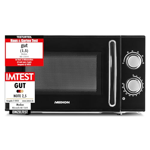 Medion Forno A Microonde, Ca. 700 Watt Di Potenza, Ca. 17 Litri Di Capacità, 6 Livelli, Funzione Scongelamento, Md 15644, Nero